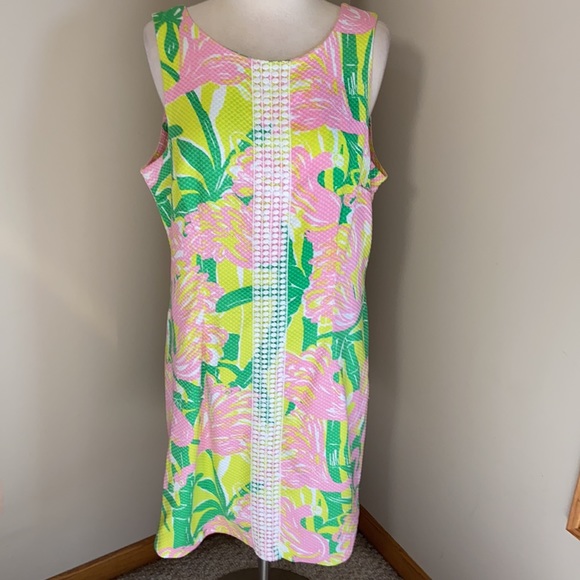 🦄 Lilly Pulitzer Flamingo Fan Dance Shift Dress - Picture 4 of 10